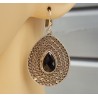 Zilveren oorbellen met druppelvormige facet zwarte Onyx Large