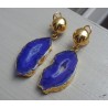 Vergulde oorbellen met druzy Agaat en gouden rand