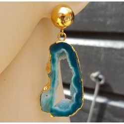 Vergulde oorbellen druzy Agaat