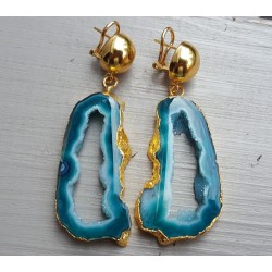 Vergulde oorbellen druzy Agaat