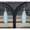 Vergulde oorbellen gezet met smalle aqua Chalcedoon brioelet