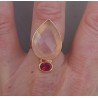 Rosé vergulde ring met Rozenkwarts en roze Toermalijn quartz 18