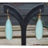 Vergulde oorbellen gezet met smalle aqua Chalcedoon brioelet
