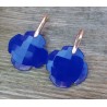 Oorbellen met klaver van kobalt blauw Chalcedoon