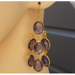 Vergulde waterval oorbellen met Amethist quartz