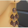 Vergulde waterval oorbellen met Amethist quartz