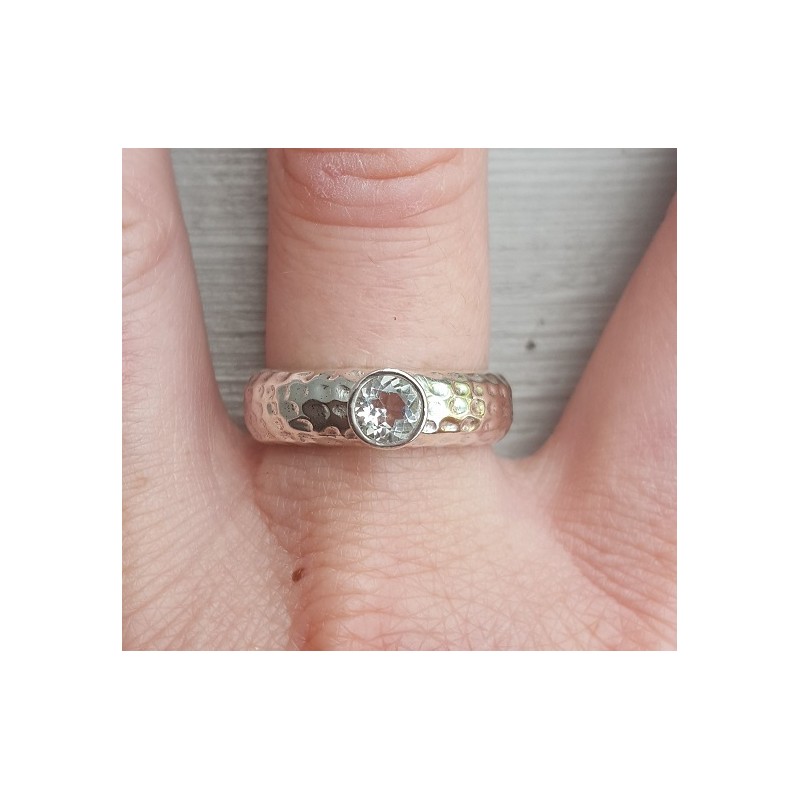 Zilveren ring gezet met ronde groene Amethist 19 mm