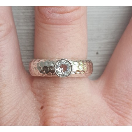 Zilveren ring gezet met ronde groene Amethist 19 mm