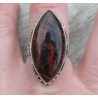 Zilveren ring marquise Pilbara Jaspis en bewerkte setting 18 mm