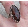 Zilveren ring marquise Pilbara Jaspis en bewerkte setting 18 mm