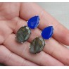 Zilveren oorbellen met kobalt blauw Chalcedoon en Labradoriet