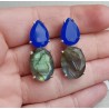 Zilveren oorbellen met kobalt blauw Chalcedoon en Labradoriet