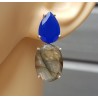 Zilveren oorbellen met kobalt blauw Chalcedoon en Labradoriet