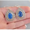 Zilveren oorbellen met facet blauw Chalcedoon Large