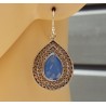 Zilveren oorbellen met facet blauw Chalcedoon Large