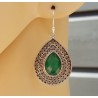 Zilveren oorbellen met facet groene Onyx Large