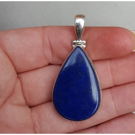 Zilveren hanger gezet met cabochon geslepen Lapis Lazuli