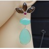 Zilveren oorbellen met Smokey Topaas en aqua Chalcedoon