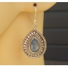 Zilveren oorbellen met druppelvormige blauw Chalcedoon Small
