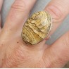 Zilveren ring gezet met ovale Landschap Jaspis 19