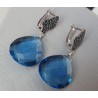 Zilveren oorbellen met blauwe Topaas quartz briolet en Zirkonia