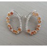 Zilveren oorbellen met oranje / gele Saffieren en Zirkonia