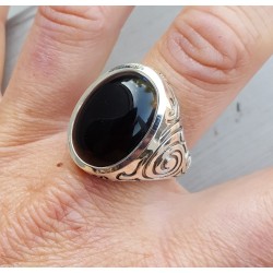 Zilveren ring gezet met Onyx (mannen ring) 20 mm