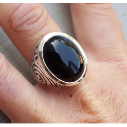 Zilveren ring gezet met Onyx (mannen ring) 20 mm