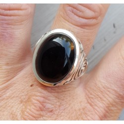 Zilveren ring gezet met Onyx (mannen ring) 20 mm