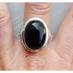 Zilveren ring gezet met Onyx (mannen ring) 20 mm