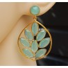 Vergulde oorbellen met ronde en marquise aqua Chalcedoon