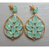 Vergulde oorbellen met ronde en marquise aqua Chalcedoon