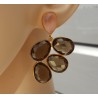 Vergulde oorbellen met roze Chalcedoon en Smokey Topaas