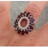 Zilveren ring gezet met Rhodoliet Granaat en Zirkonia 17.7 mm