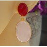 Vergulde oorbellen met fuchsia roze en roze Chalcedoon