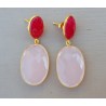 Vergulde oorbellen met fuchsia roze en roze Chalcedoon