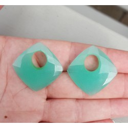 Creool hanger set vierkante aqua Chalcedoon