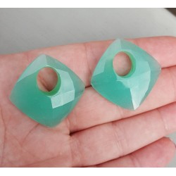 Creool hanger set vierkante aqua Chalcedoon