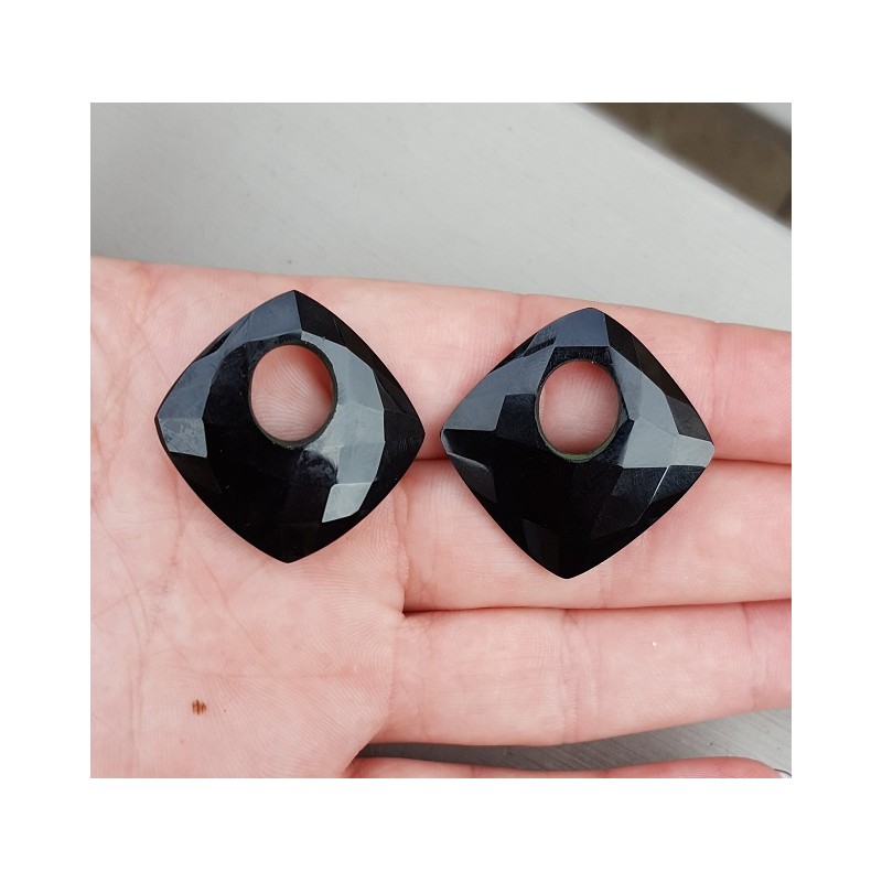 Creool hanger set vierkante zwarte Onyx