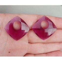 Creool hanger set vierkante Amethist quartz
