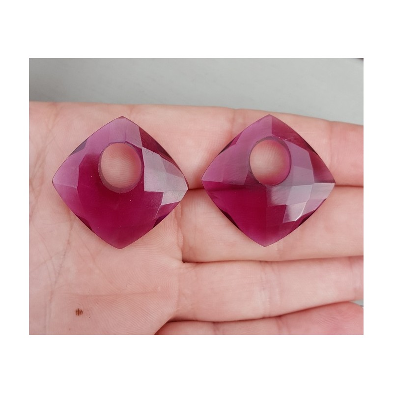 Creool hanger set vierkante Amethist quartz