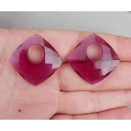 Creool hanger set vierkante Amethist quartz