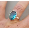 Zilveren ring gezet met ovale blauw Topaas 17 mm