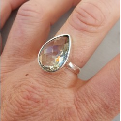 Zilveren ring gezet met groene Amethist 17.7