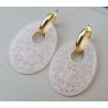 Creolen met ovale filligree /uitgesneden hanger licht roze Agaat