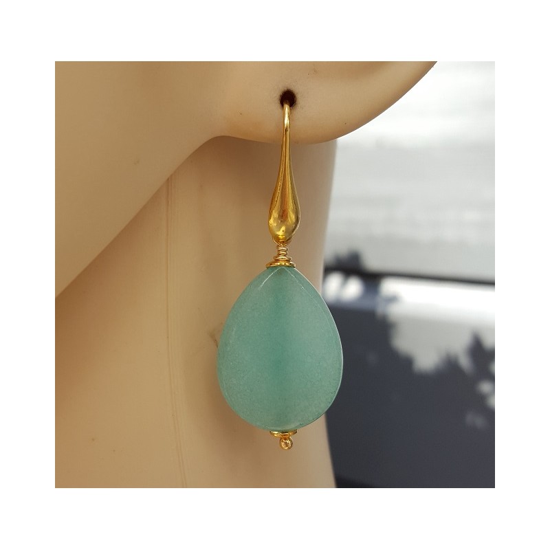 Oorbellen met facet mint groene Jade briolet