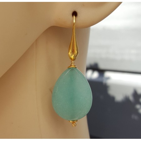 Oorbellen met facet mint groene Jade briolet