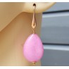 Oorbellen met gladde licht roze Jade briolet