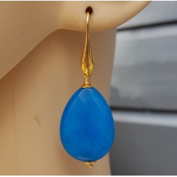 Oorbellen met facet oceaan blauwe Jade briolet