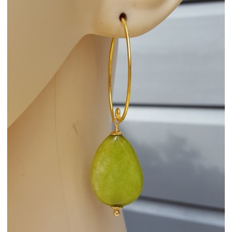 Oorbellen met gladde appeltjes groene Jade